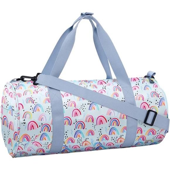KIDS Duffle Bag Girls Kids Overnight Bags Rainbow-Sky Blue